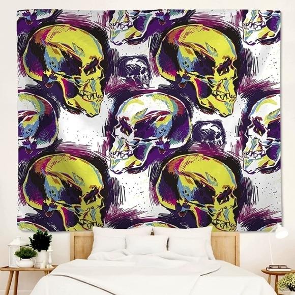 Yeacun Trippy Colorful Skull Tapestry Psychedelic Cool Tapestries and Picture - Picture 2 of 6